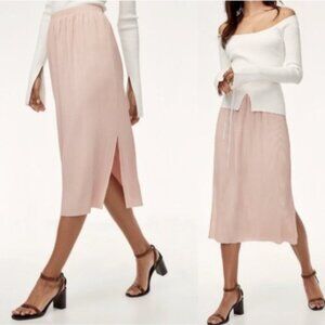 Aritzia Wilfred Pink Celesse Midi Pleated Skirt XS